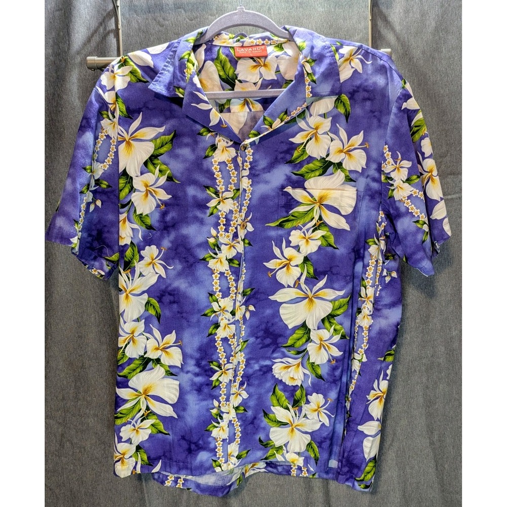 LavaHut‎ Men's L Hawaiian Shirt Luau Cookout Made In Hawaii Summer Floral